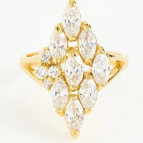 NWOT Gold Plated Swarovski Crystal Elements Ring β Size 6 - Picture 1 of 7